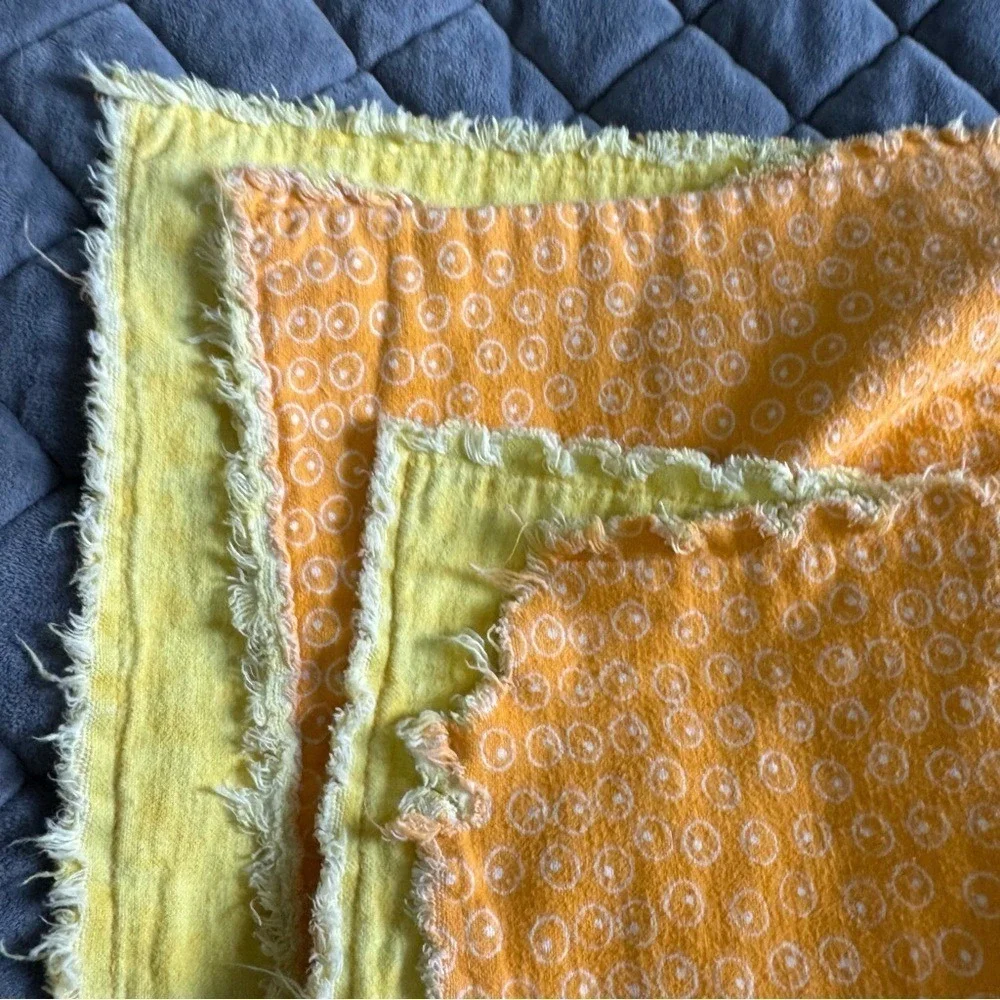 Handmade Quilt Sunny w Bike Owl Flannel Yellow Orange 62
